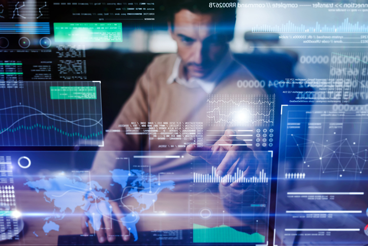 Man working with modern interface